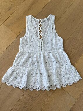 American Eagle White Lace Babydoll Corset Tank XSmall